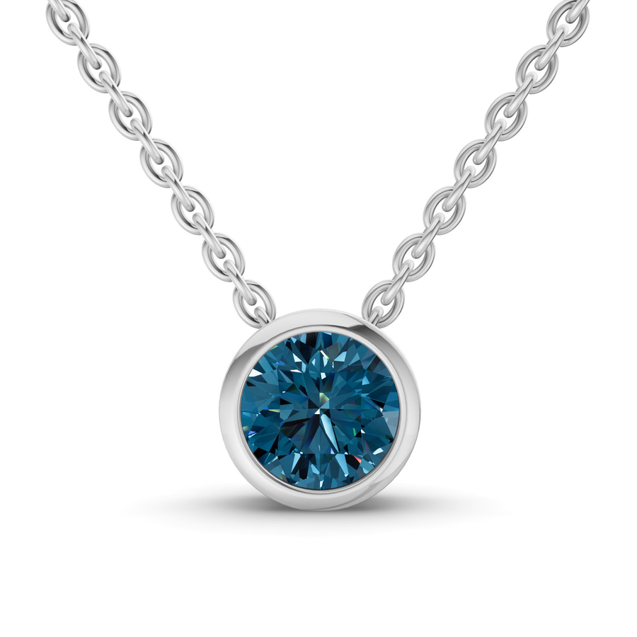10kt White Gold Agustina Round Bezel Lab Diamond Solitaire Necklace (1 1/2 Ct. Tw.) front image
