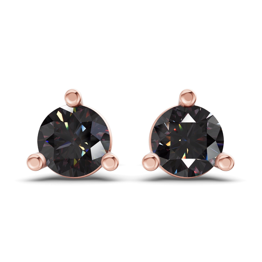10kt Rose Gold Three Prong Martini Round Lab Diamond Stud Earrings (1 Ct. Tw.) front image