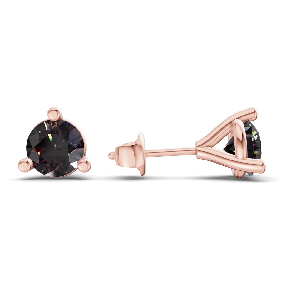9ct Rose Gold Three Prong Martini Round Lab Diamond Stud Earrings (1 Ct. Tw.) standing product image one