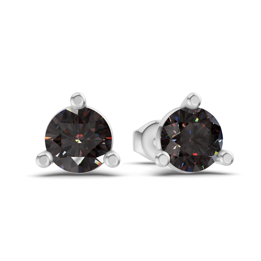 9ct White Gold Three Prong Martini Round Lab Diamond Stud Earrings (1 Ct. Tw.) side right image one