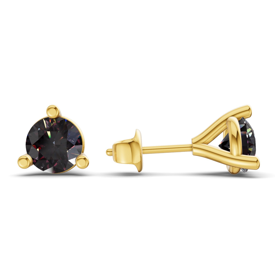 14ct Yellow Gold Three Prong Martini Round Lab Diamond Stud Earrings (1 Ct. Tw.) standing product image one