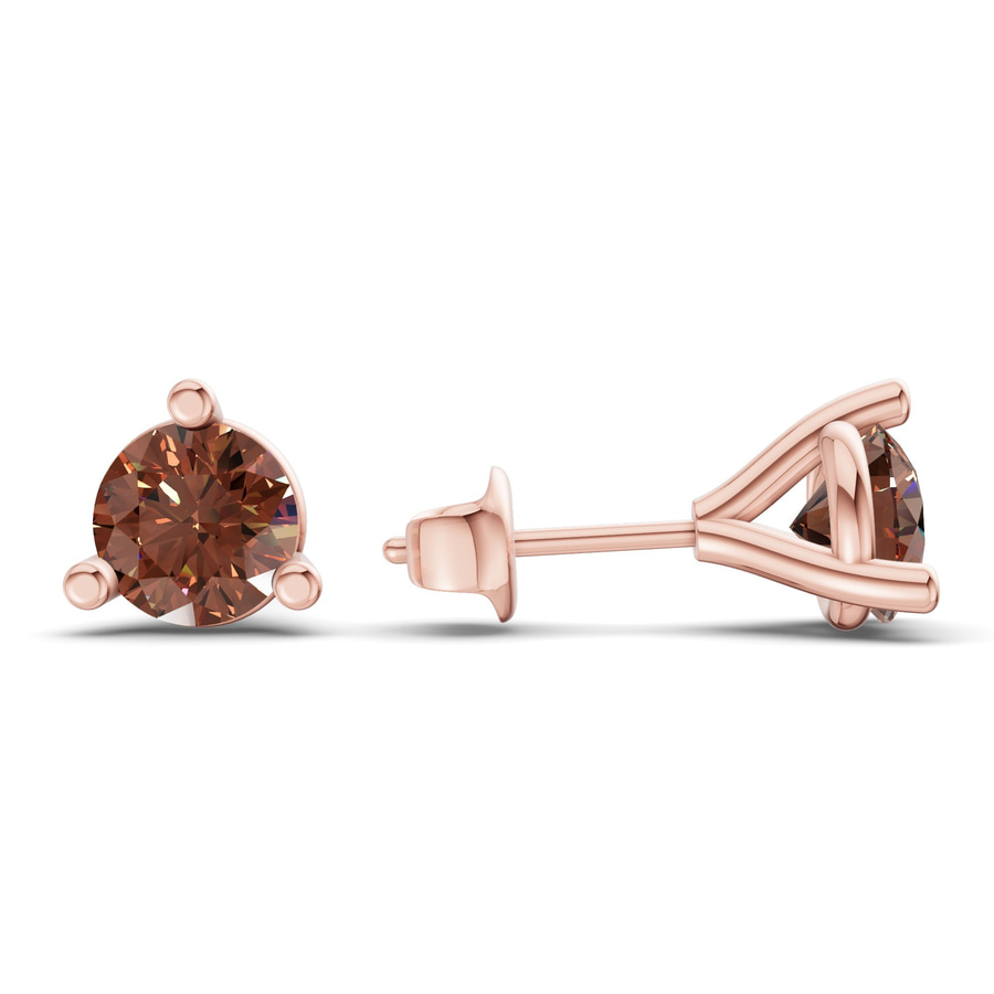 9ct Rose Gold Three Prong Martini Round Lab Diamond Stud Earrings (1 Ct. Tw.) standing product image one