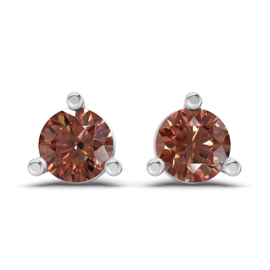 Platinum Three Prong Martini Round Lab Diamond Stud Earrings (1 Ct. Tw.) front image