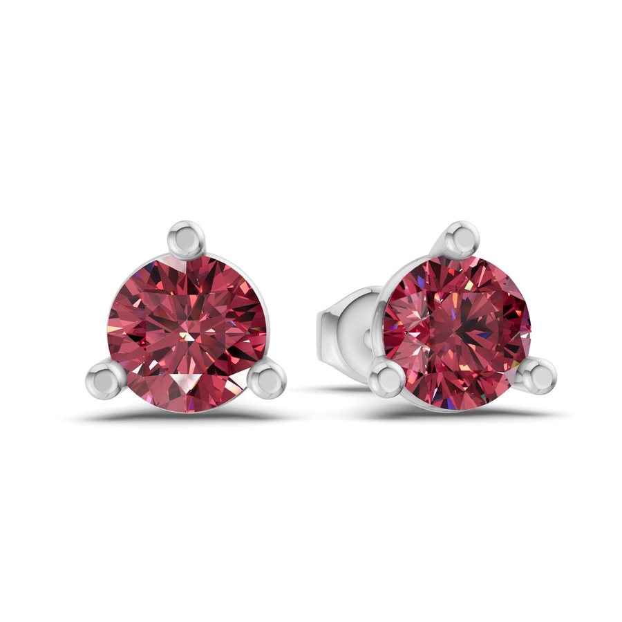 14kt White Gold Three Prong Martini Round Lab Diamond Stud Earrings (3 Ct. Tw.) side right image one