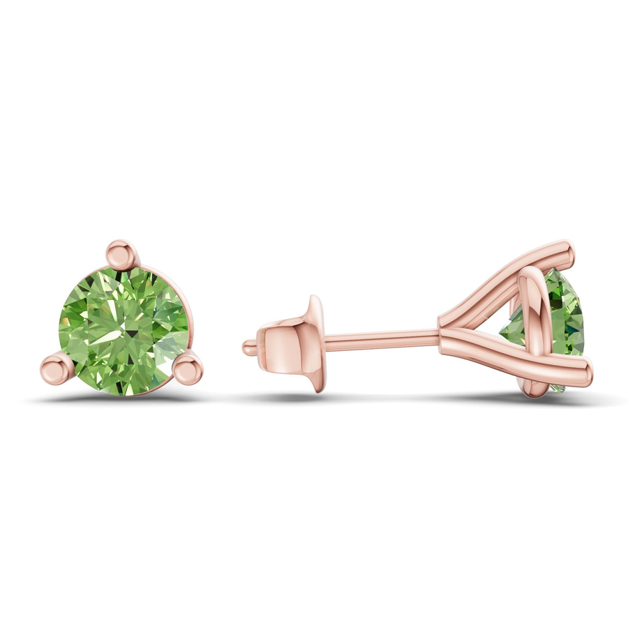 14kt Rose Gold Three Prong Martini Round Lab Diamond Stud Earrings (2 Ct. Tw.) standing product image one