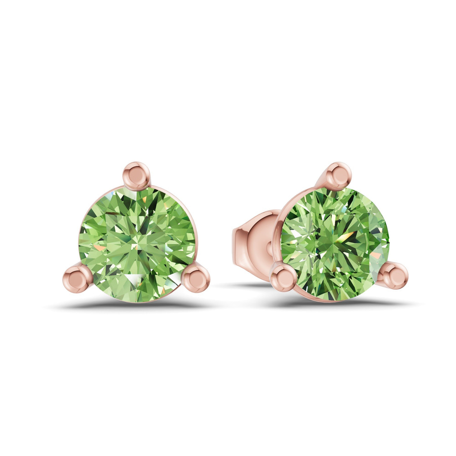 14kt Rose Gold Three Prong Martini Round Lab Diamond Stud Earrings (2 Ct. Tw.) side right image one