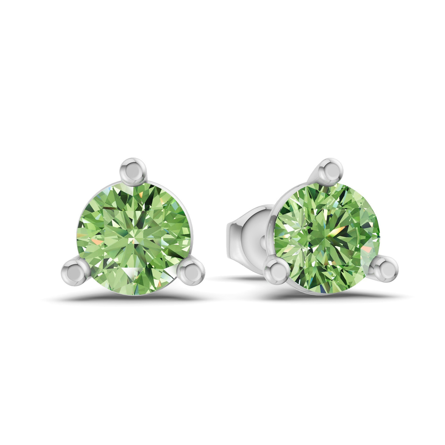 Platinum Three Prong Martini Round Lab Diamond Stud Earrings (8 Ct. Tw.) side right image one
