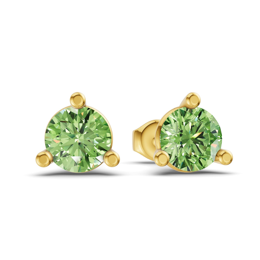 14ct Yellow Gold Three Prong Martini Round Lab Diamond Stud Earrings (5 Ct. Tw.) side right image one