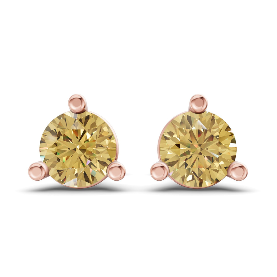 10kt Rose Gold Three Prong Martini Round Lab Diamond Stud Earrings (6 Ct. Tw.) front image