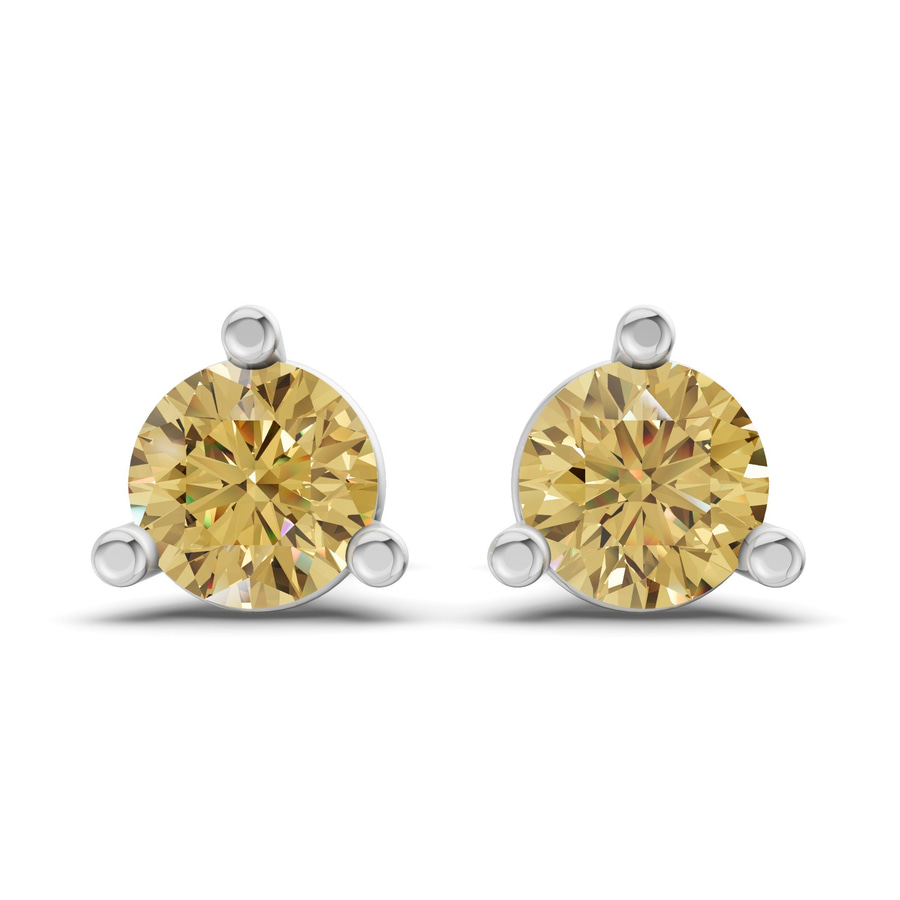 Platinum Three Prong Martini Round Lab Diamond Stud Earrings (1 Ct. Tw.) front image
