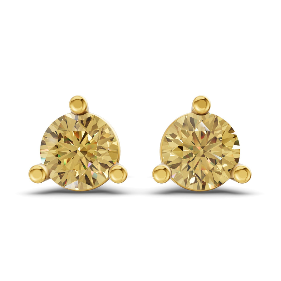 10kt Yellow Gold Three Prong Martini Round Lab Diamond Stud Earrings (1 Ct. Tw.) front image