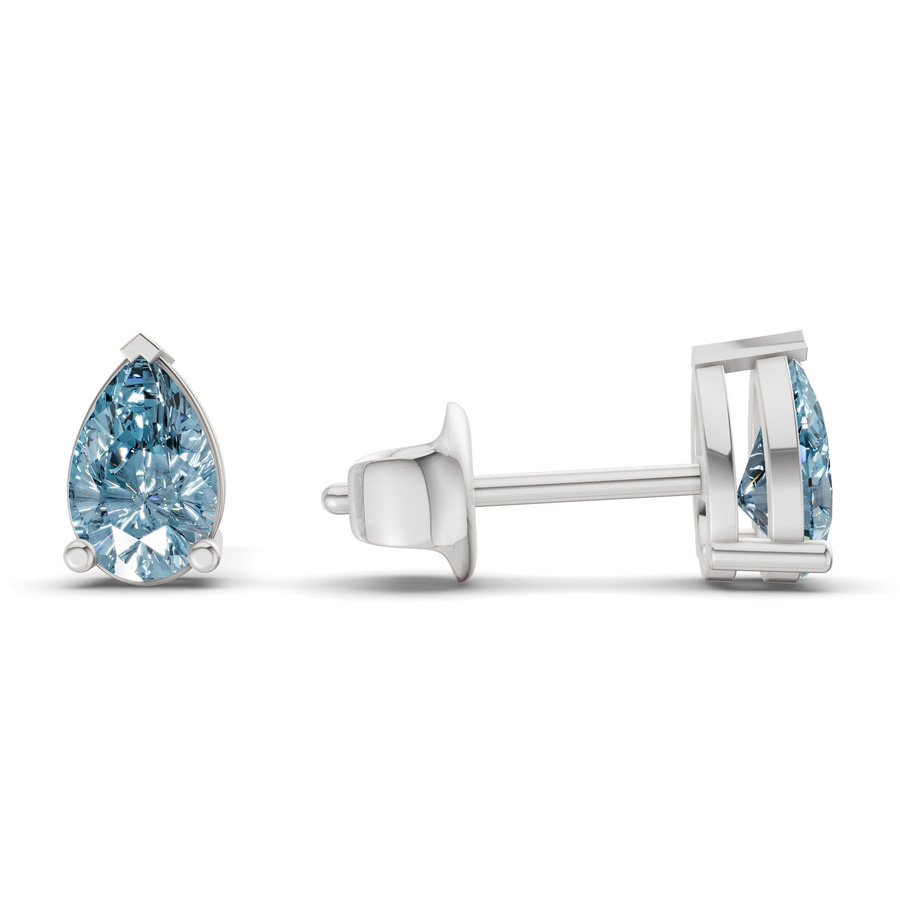 9ct White Gold Three Prong Pear Lab Diamond Stud Earrings (1 Ct. Tw.) standing product image one