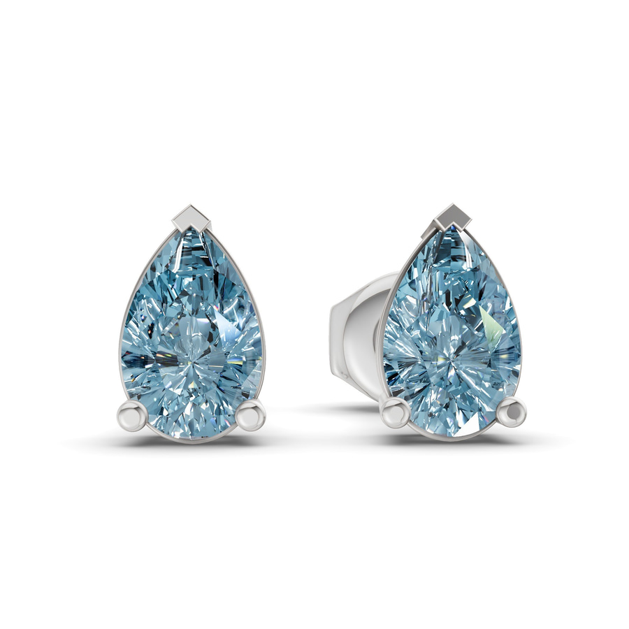 9ct White Gold Three Prong Pear Lab Diamond Stud Earrings (1 Ct. Tw.) side right image one
