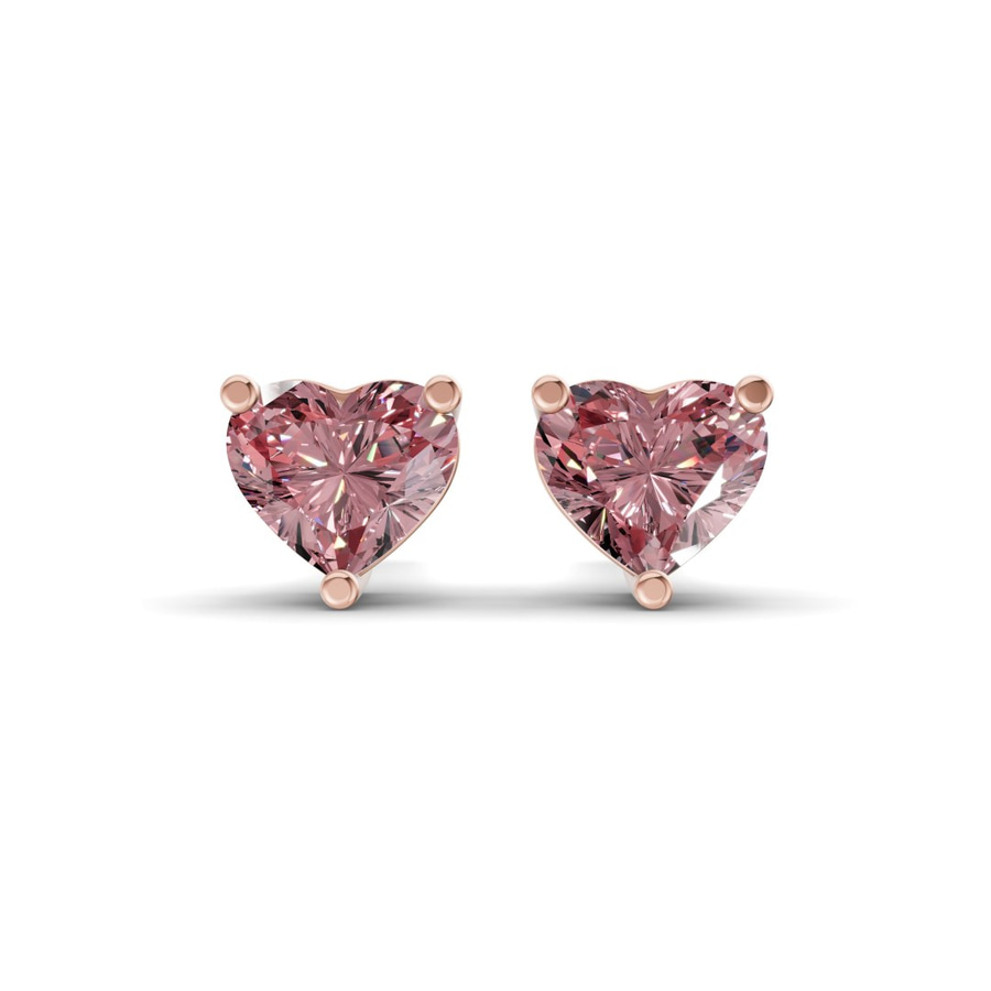 10kt Rose Gold Three Prong Heart Lab Diamond Stud Earrings (2 Ct. Tw.) front image