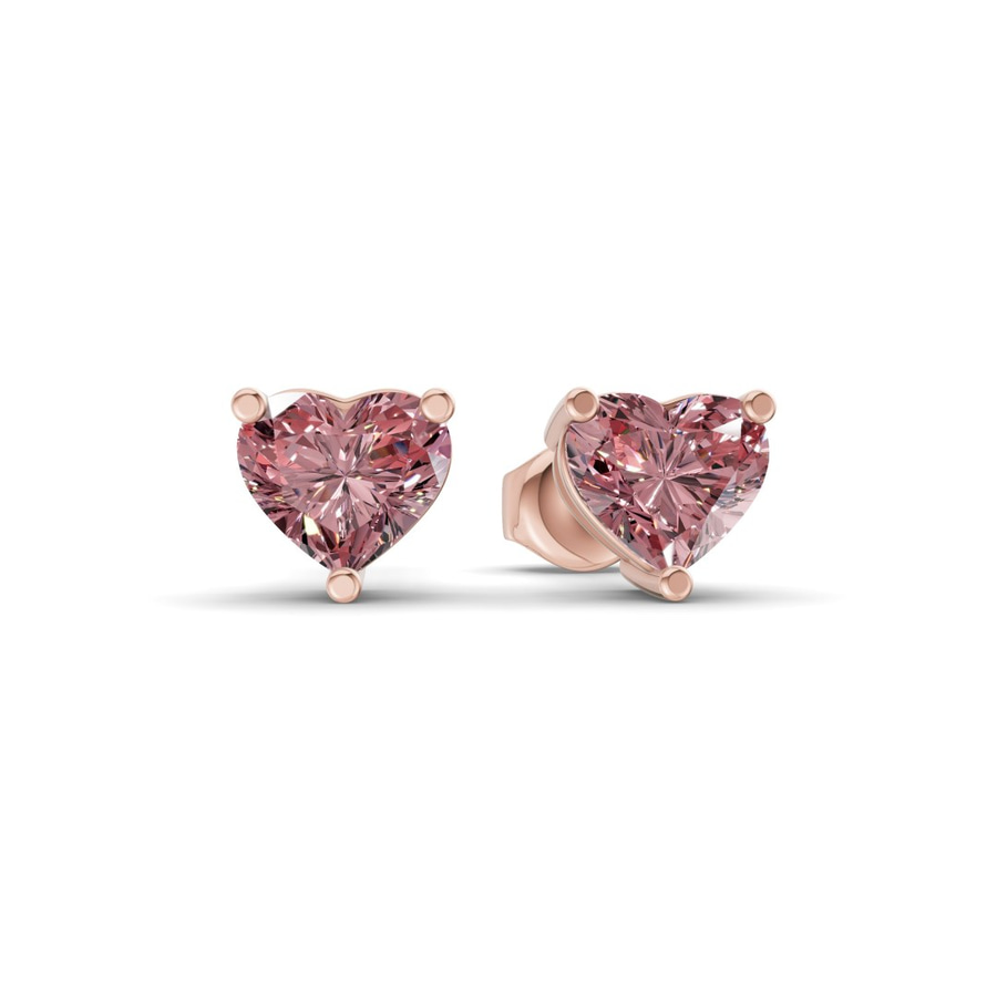 10kt Rose Gold Three Prong Heart Lab Diamond Stud Earrings (8 Ct. Tw.) side right image one