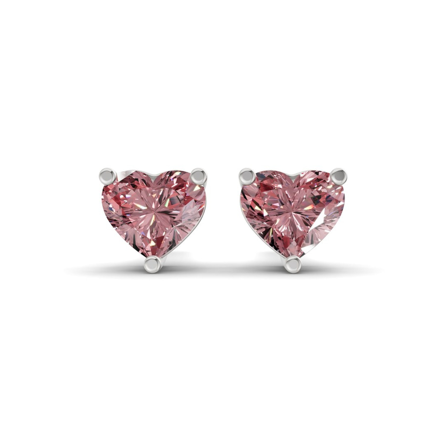 Platinum Three Prong Heart Lab Diamond Stud Earrings (1 Ct. Tw.) front image