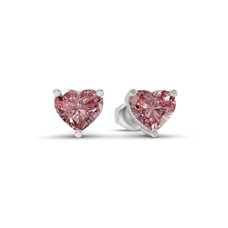 14kt White Gold Three Prong Heart Lab Diamond Stud Earrings (8 Ct. Tw.) side right image one