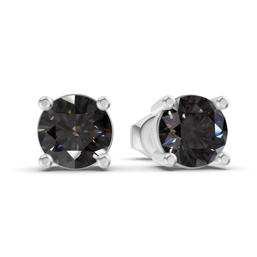 9ct White Gold Four Prong Round Lab Diamond Stud Earrings (1 Ct. Tw.) side right image one