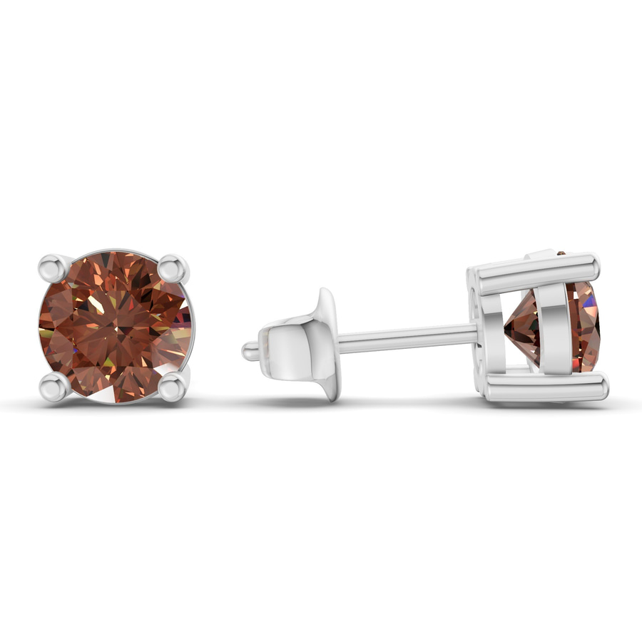 10kt White Gold Four Prong Round Lab Diamond Stud Earrings (4 Ct. Tw.) standing product image one