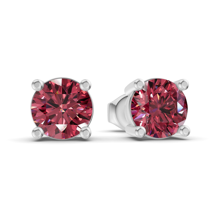 9ct White Gold Four Prong Round Lab Diamond Stud Earrings (8 Ct. Tw.) side right image one