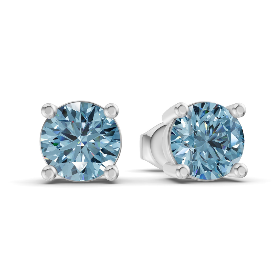 9ct White Gold Four Prong Round Lab Diamond Stud Earrings (1 Ct. Tw.) side right image one
