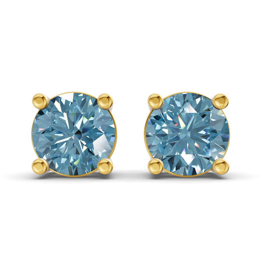 10kt Yellow Gold Four Prong Round Lab Diamond Stud Earrings (1 Ct. Tw.) front image