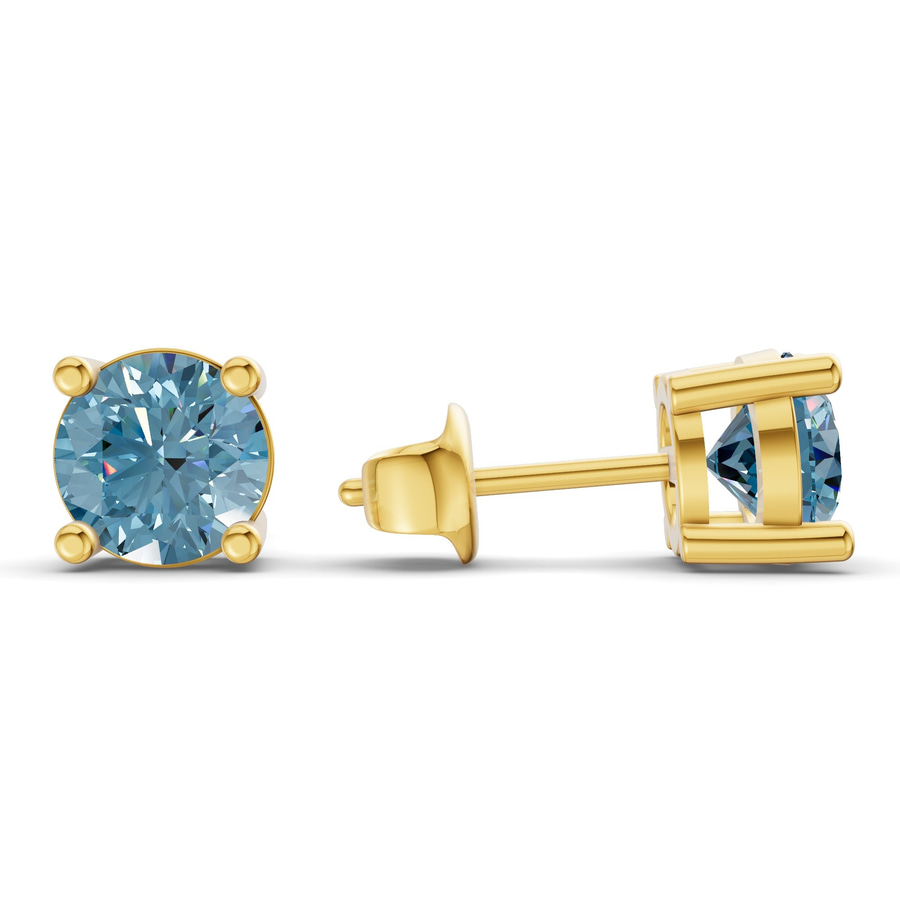 10kt Yellow Gold Four Prong Round Lab Diamond Stud Earrings (8 Ct. Tw.) standing product image one