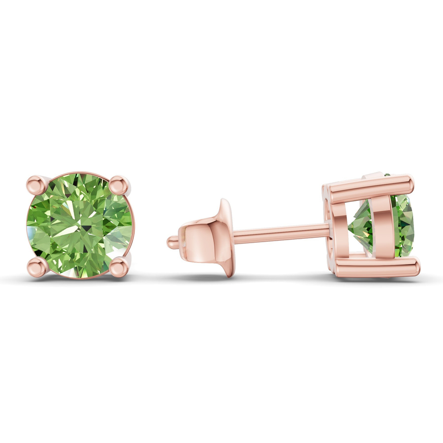 9ct Rose Gold Four Prong Round Lab Diamond Stud Earrings (2 Ct. Tw.) standing product image one