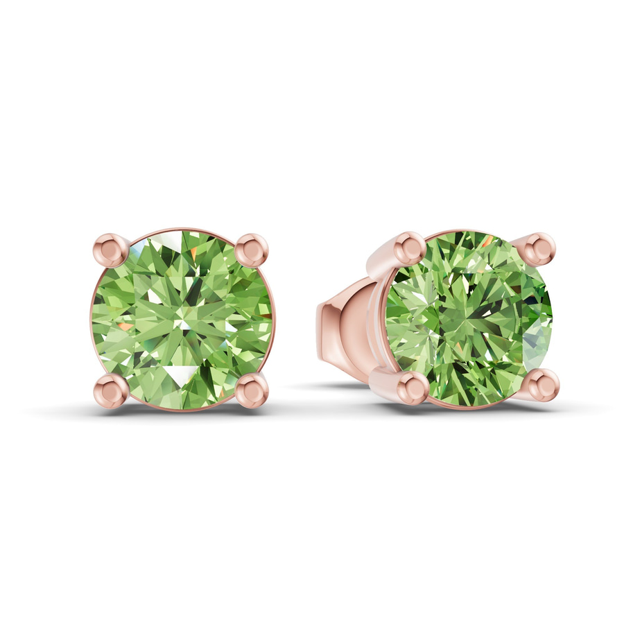9ct Rose Gold Four Prong Round Lab Diamond Stud Earrings (2 Ct. Tw.) side right image one