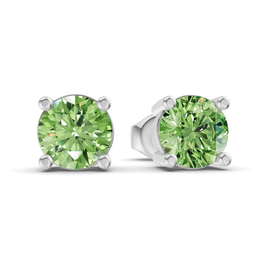 9ct White Gold Four Prong Round Lab Diamond Stud Earrings (1 Ct. Tw.) side right image one