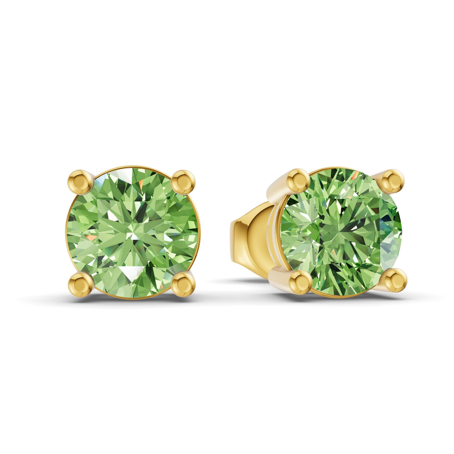 14kt Yellow Gold Four Prong Round Lab Diamond Stud Earrings (6 Ct. Tw.) side right image one