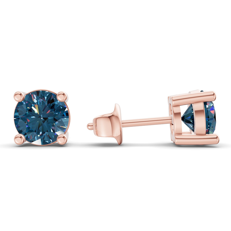 14kt Rose Gold Four Prong Round Lab Diamond Stud Earrings (1 Ct. Tw.) standing product image one