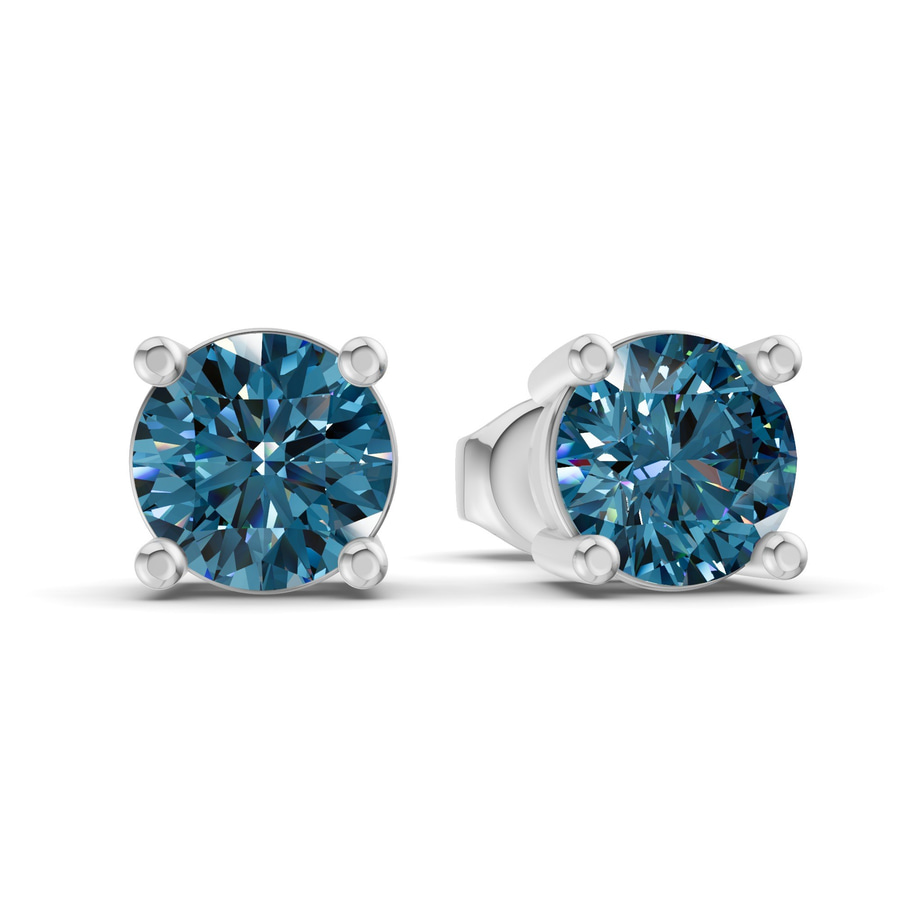 Platinum Four Prong Round Lab Diamond Stud Earrings (8 Ct. Tw.) side right image one