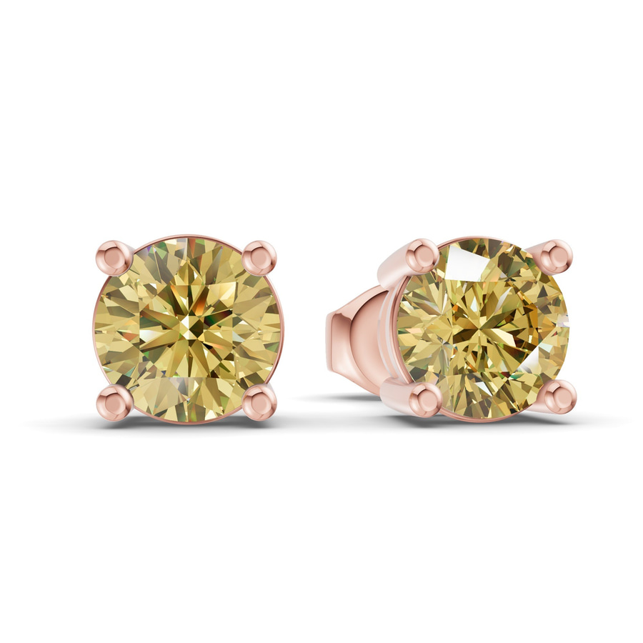 9ct Rose Gold Four Prong Round Lab Diamond Stud Earrings (4 Ct. Tw.) side right image one