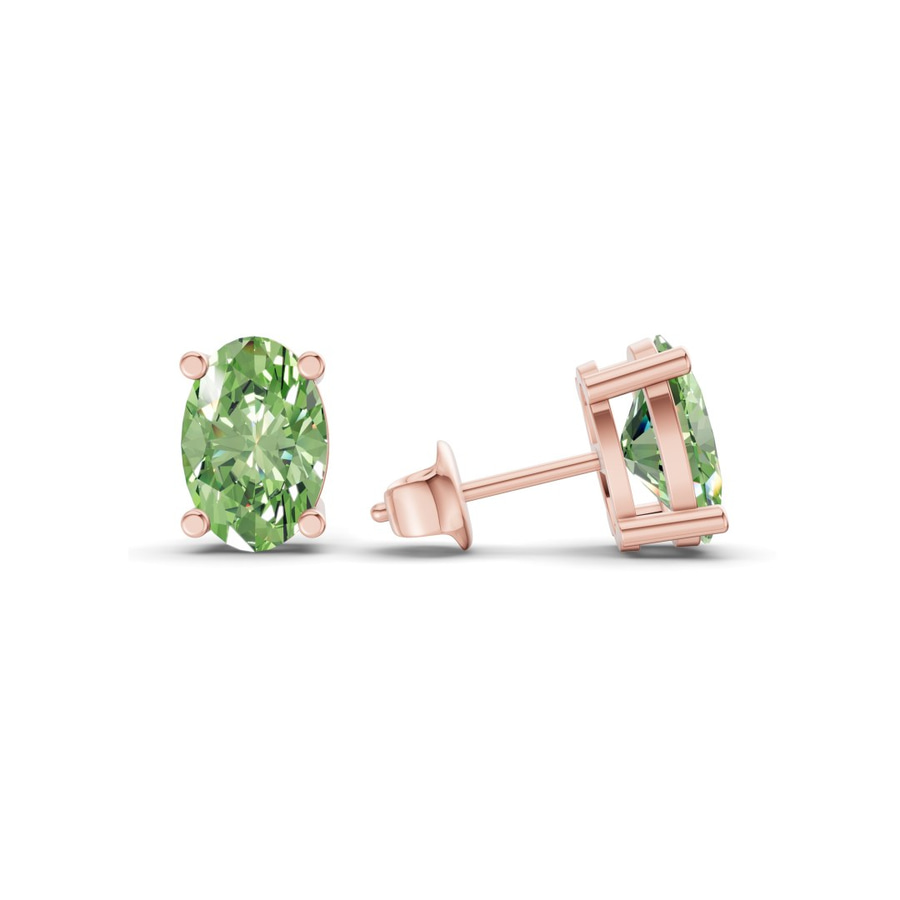9ct Rose Gold Four Prong Oval Lab Diamond Stud Earrings (2 Ct. Tw.) standing product image one