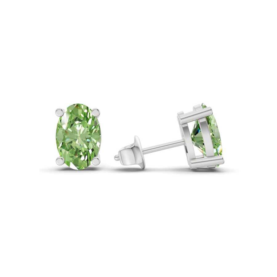 10kt White Gold Four Prong Oval Lab Diamond Stud Earrings (6 Ct. Tw.) standing product image one