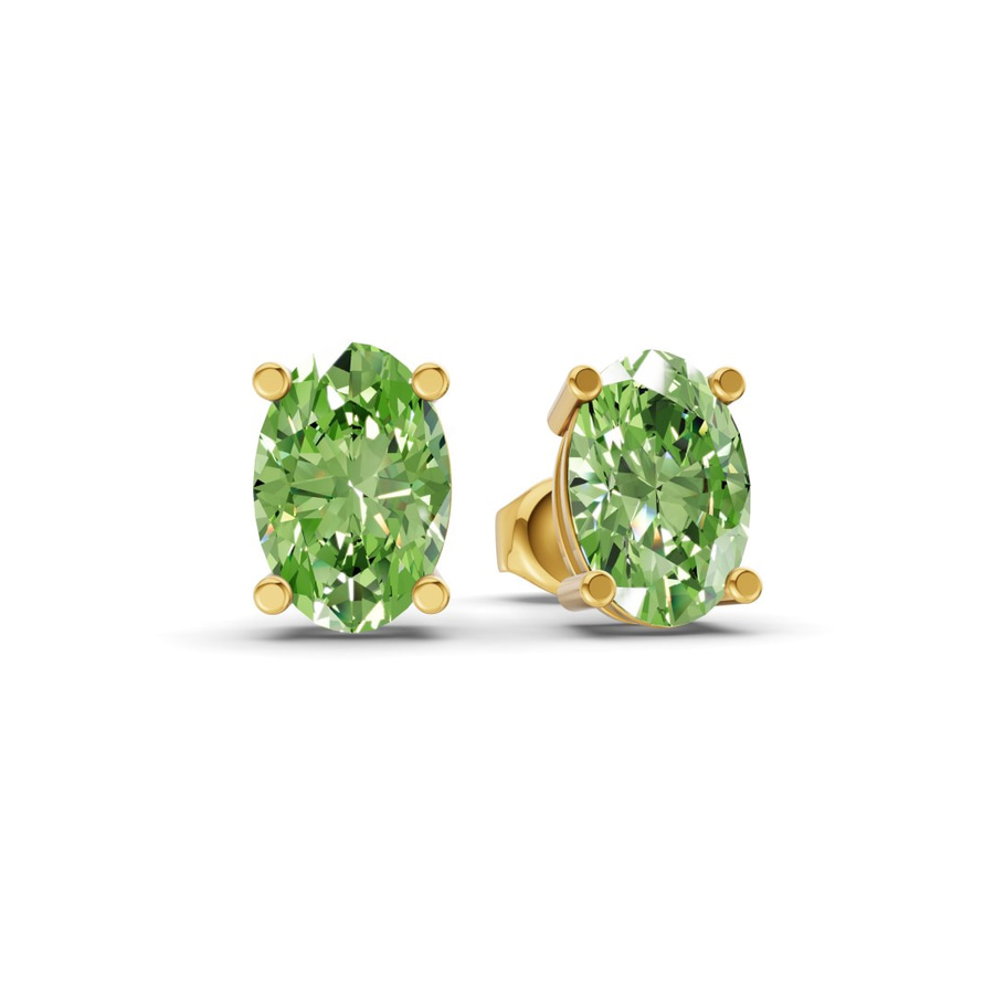 9ct Yellow Gold Four Prong Oval Lab Diamond Stud Earrings (3 Ct. Tw.) side right image one