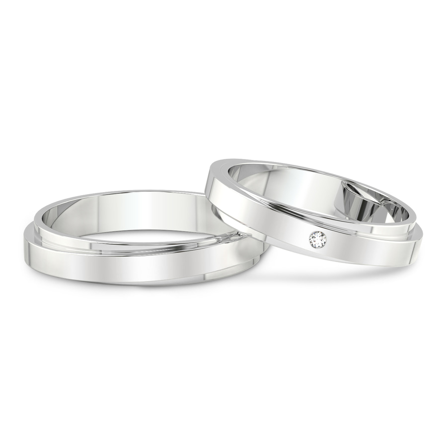 9ct White Gold Infinite Love Couple Rings (1/50 Ct. Tw.) front image