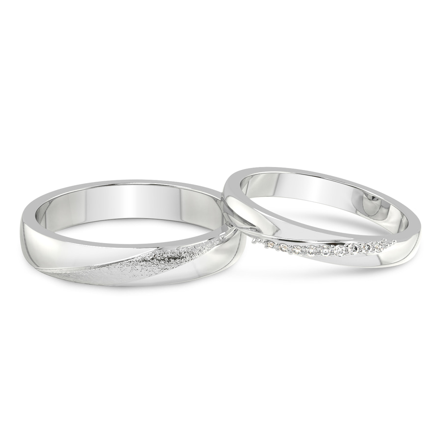 10kt White Gold Love Bond Couple Rings (1/20 Ct. Tw.) front image