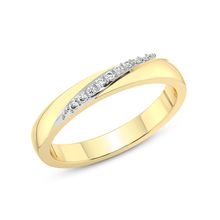 14kt Yellow Gold Love Bond Couple Rings (1/20 Ct. Tw.) her top