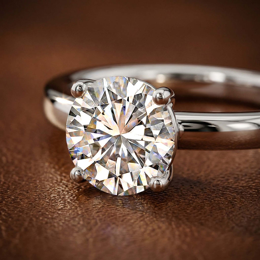 14kt White Gold Four Prong Solitaire 2mm Lab Diamond Ring color product image two