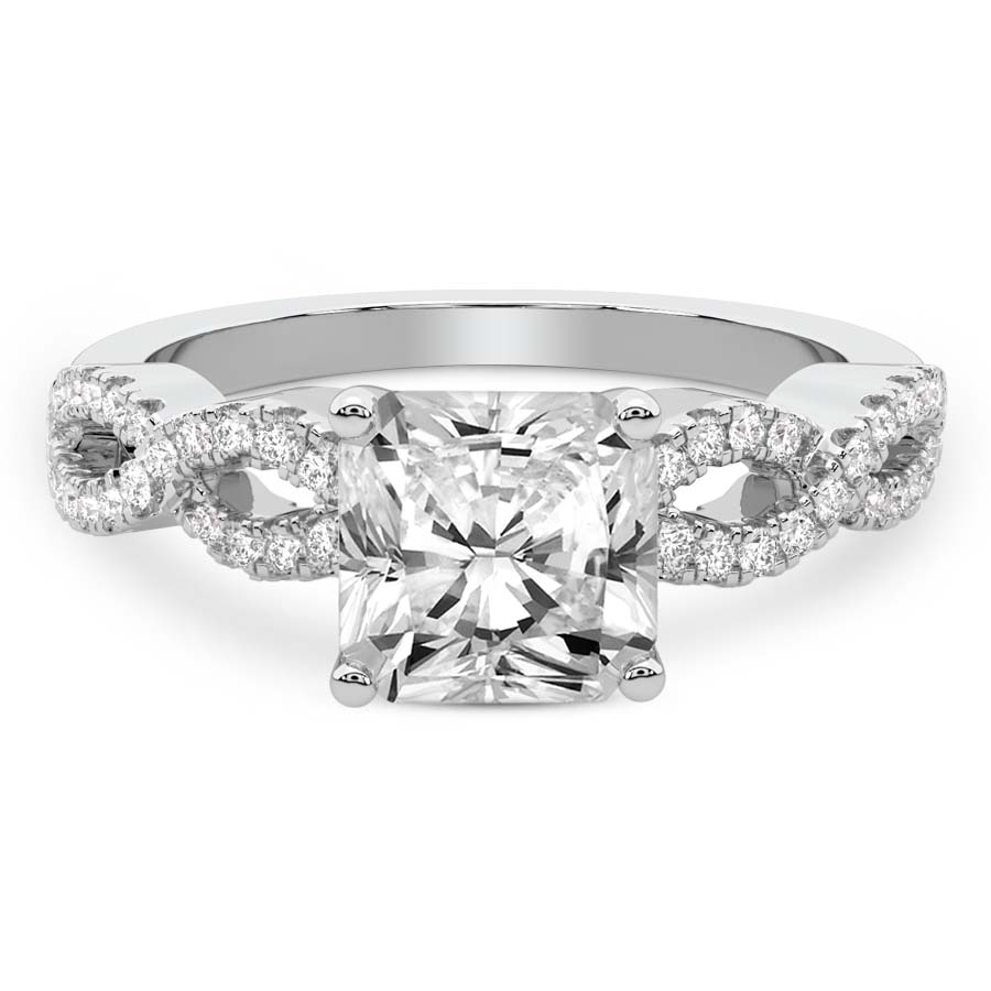 3.67 Ct Radiant Cut Lorene Twisted Shank Lab Diamond Ring in Platinum front image