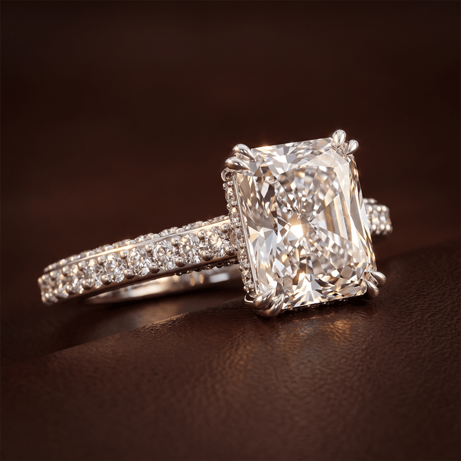 18kt White Gold Eternia Criss Cross Side Halo Lab Diamond Ring color product image one