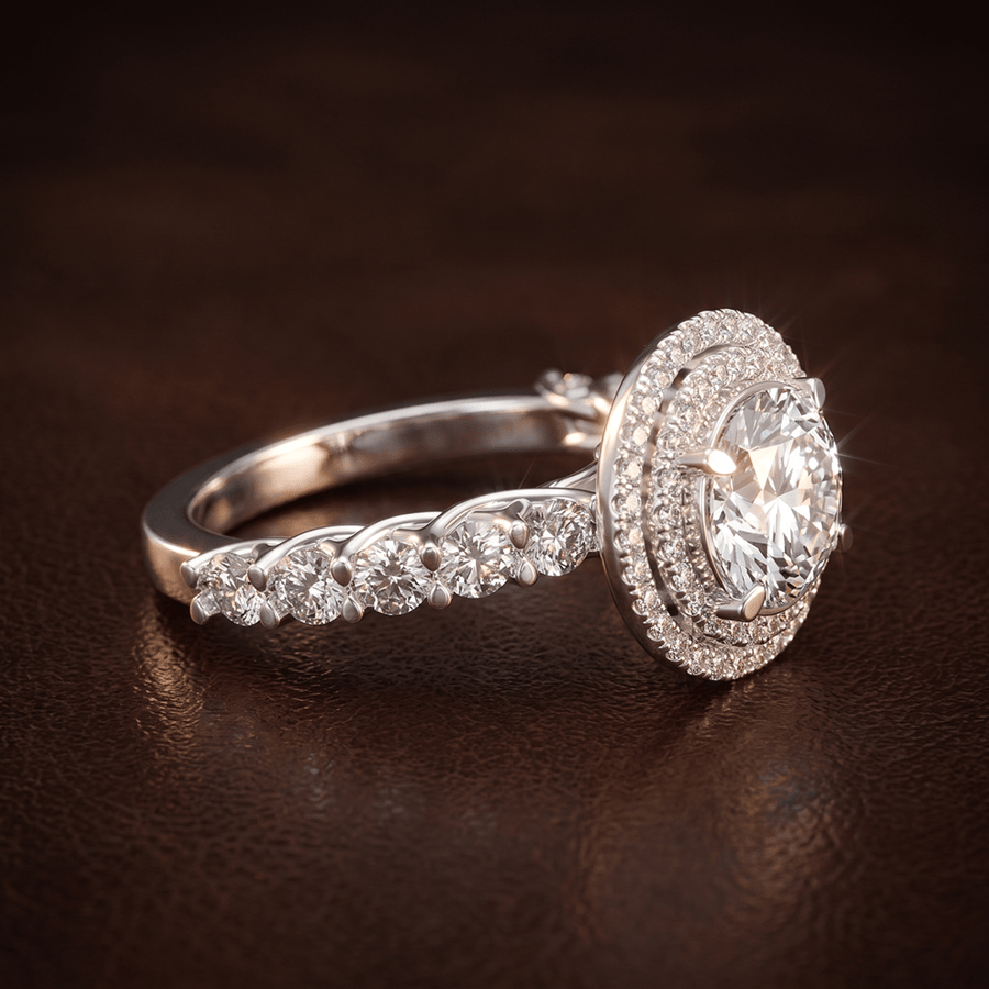 18kt Rose Gold Crowned Cresta Double Halo Lab Diamond Ring color product image two