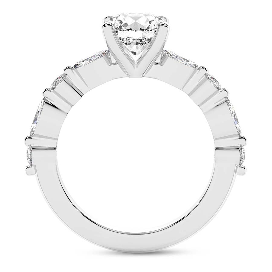 6.46 Ct Round Cut Pamela Eternity Side Stone Lab Diamond Ring in 14kt White Gold right