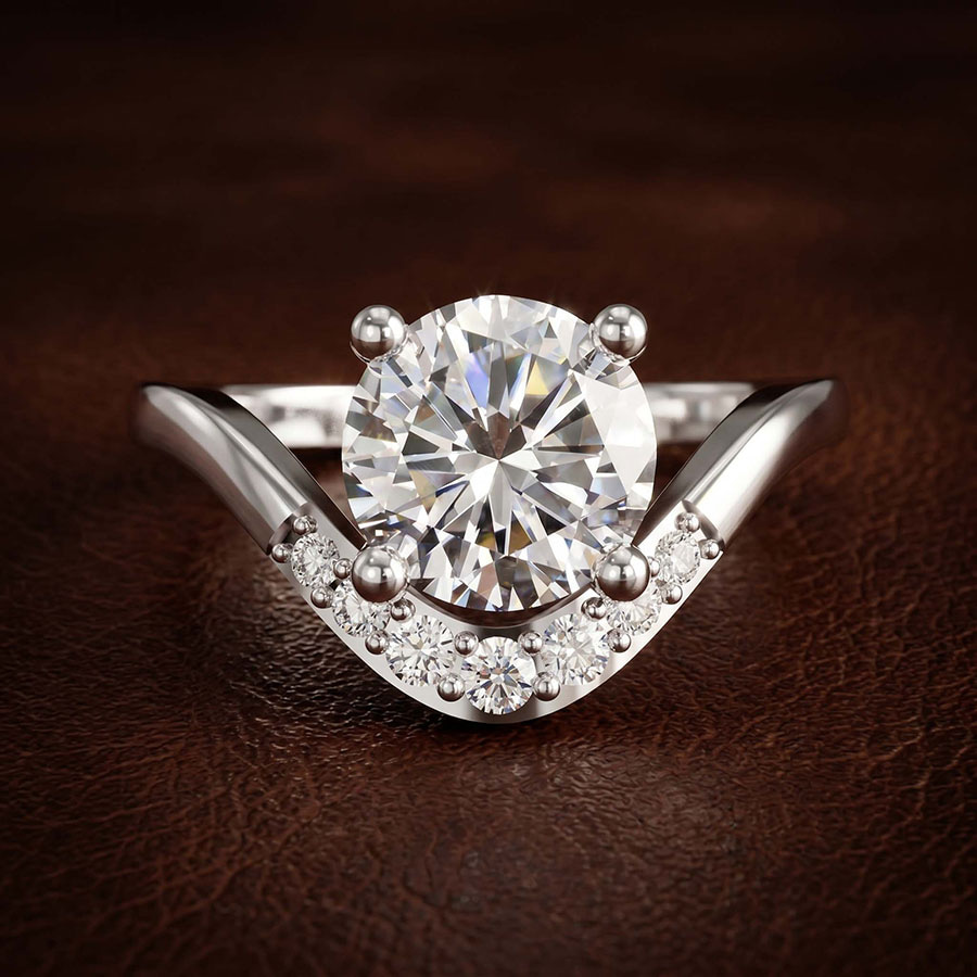 Platinum Curved Crest Lab Diamond Ring color product image one