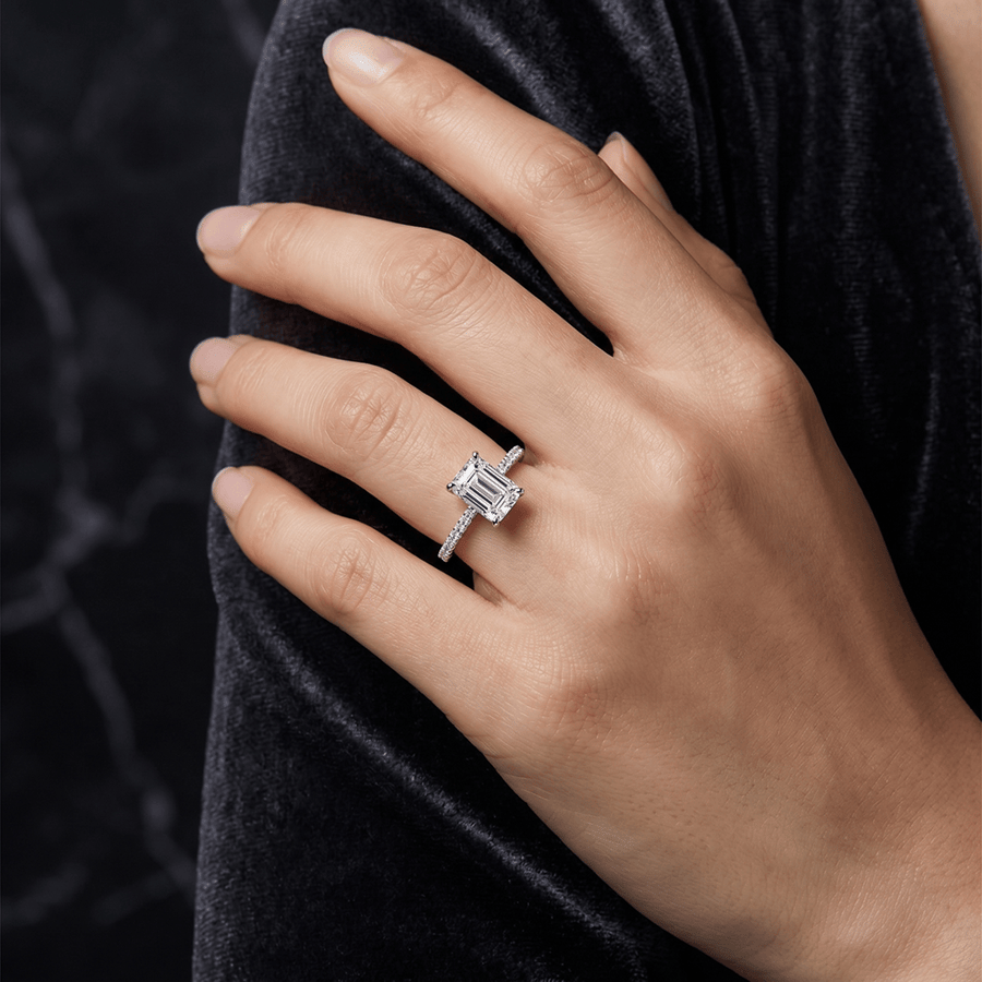 14kt White Gold Grace Micro pavé Eternity Lab Diamond Ring model image two