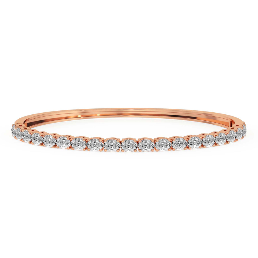 14ct Rose Gold Oval Serenity Lab Diamond Openable Bangle Bracelet (2 Ct. Tw.) front image