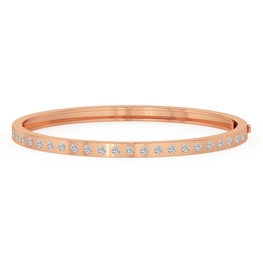 14ct Rose Gold Round Glow Classic Lab Diamond Openable Bangle Bracelet (5 Ct. Tw.) front image