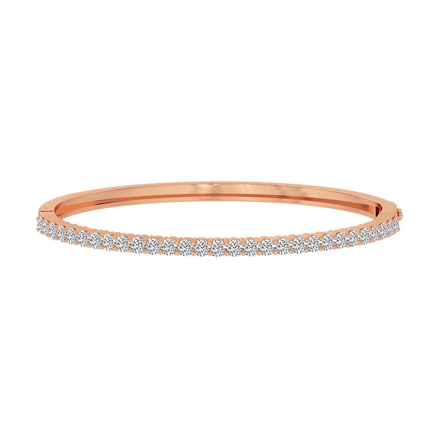 14ct Rose Gold Round Embrace Lab Diamond Openable Bangle Bracelet (3 Ct. Tw.) front image